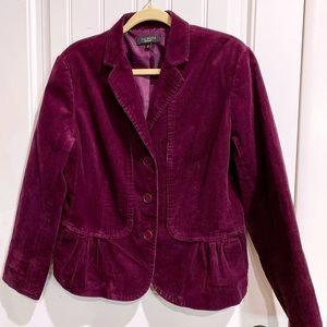 Talbots Maroon Corduroy Blazer Jacket Sz 14